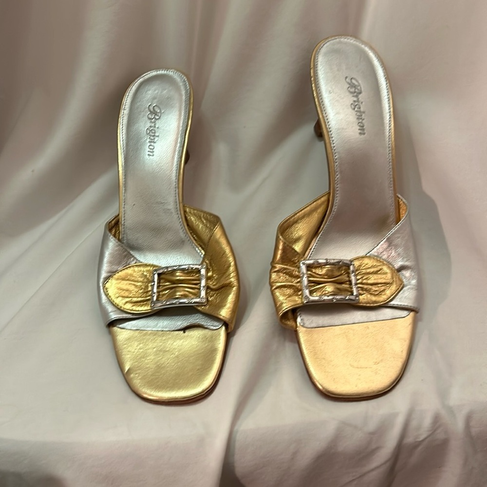 Brighton gold & silver kitten heals size 8